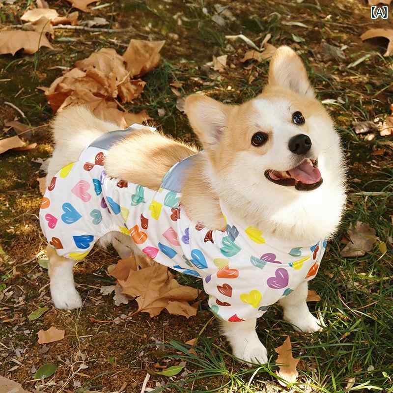 犬用　レインコート　 コーギー 柴犬 犬 服 四 足 短い 犬の お腹を 守る 散歩 汚れ 防止 防水 腹 ポケット 防塵 レインコート オール シーズン