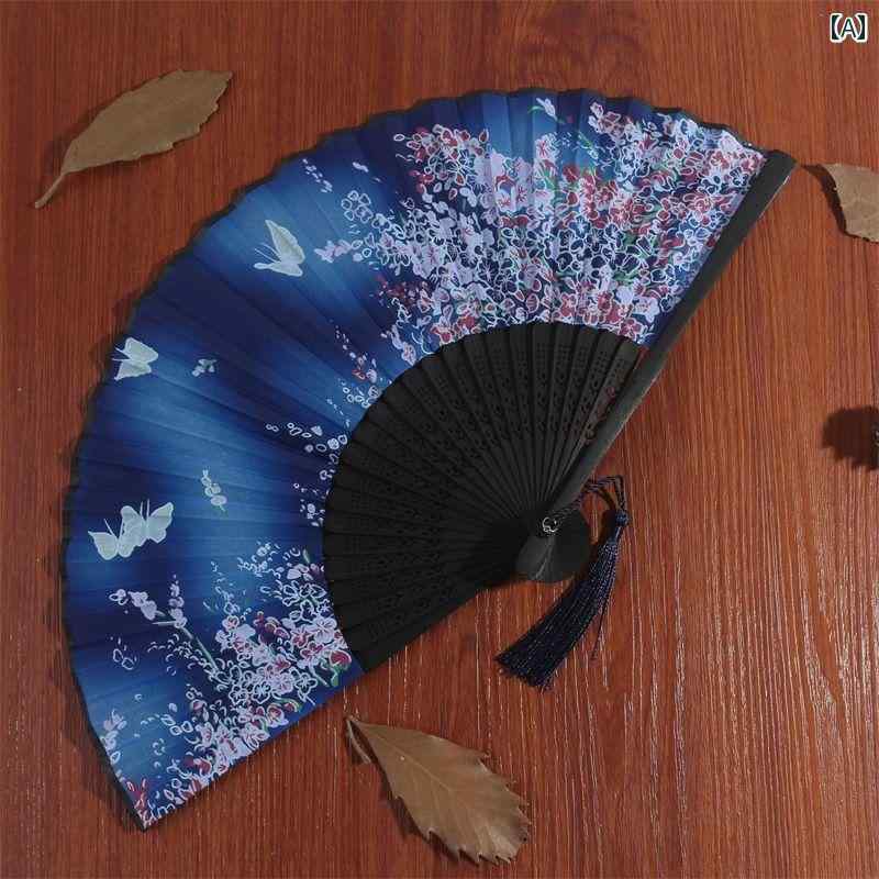 折りたたみ 扇子 レトロ 夏の 中国 タッセル ファン チャイナ ドレス クラシック ポータブル ダンス 漢..