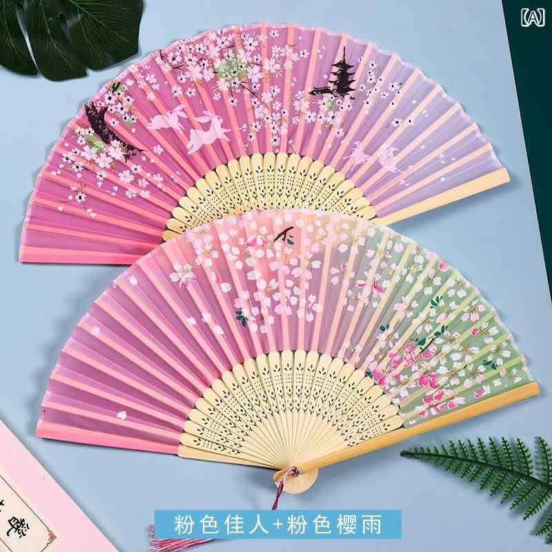 扇子　和風 レトロ 小さい 扇子 女性用 漢服 チャイナ ドレス チャイナ風 レトロ 夏 ダンス タッセル ファン