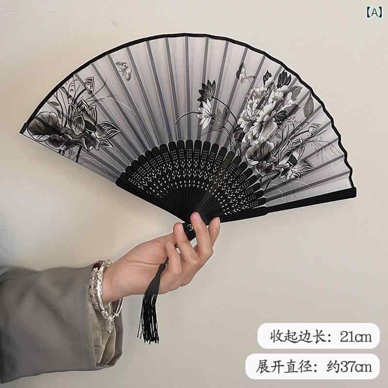 扇子　和風 扇子 チャイナ風 新 レトロ 小型 キャリー 黒 シンプルで 耐久性の ある 子供用 竹