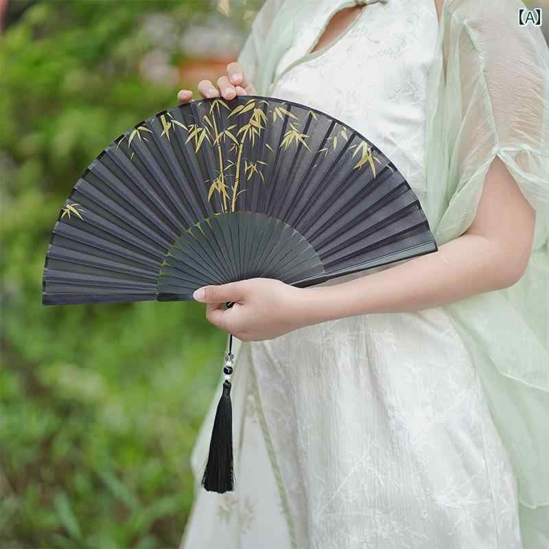 扇子　和風 小さくて さわやか レトロ レディース 扇子 折りたたみ 式 チャイナ風 漢服 小型 竹 ポータブル 学生 チャイナ ドレス ダンス