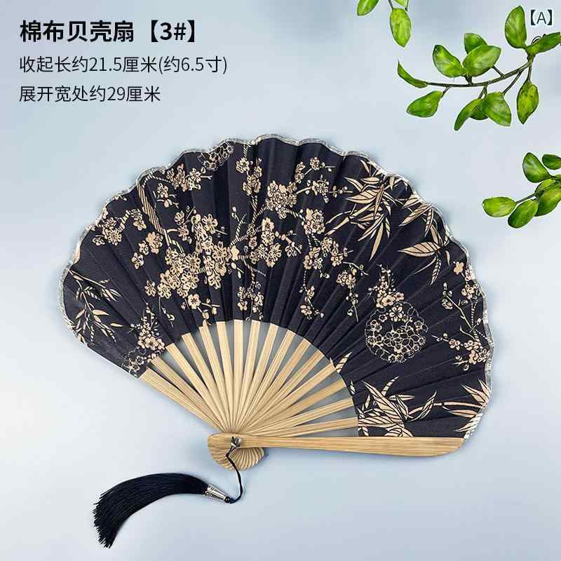 扇子　和風 ファン 扇子 チャイナ風 綿 シェル チャイナ レディース レトロ ナイフ 夏 ポータブル 小型