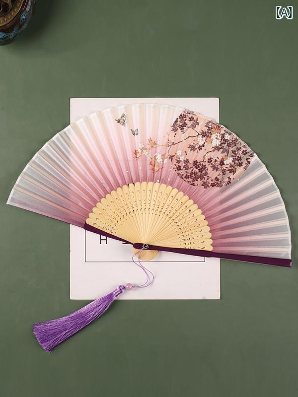 扇子　和風 チャイナ風 女性用 扇子 レトロ 漢服の チャイナ ドレス ダンス用 ポータブル キャットウォ..