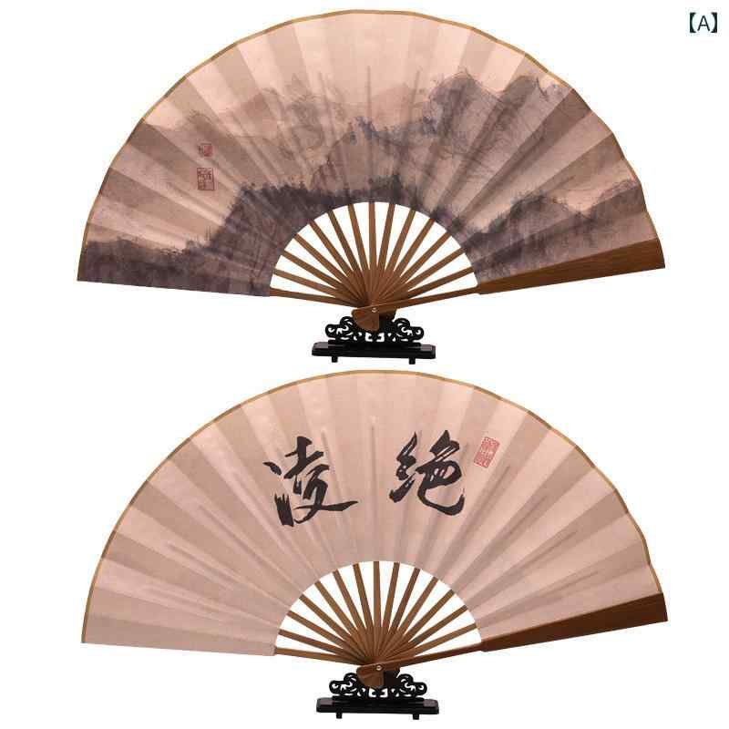 扇子　和風 老 昌 門 10インチ チャイナ風 扇子 レトロ 大型 ダンス ファン パフォーマンス