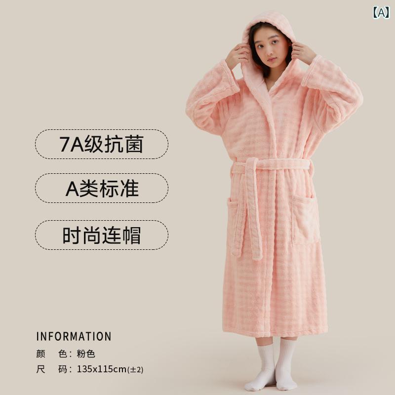 ガウン　パジャマ　バスローブ 秋冬用 暖か いて 優れた 女性用 バスローブ 綿よりも 厚手 速乾の ナイ..