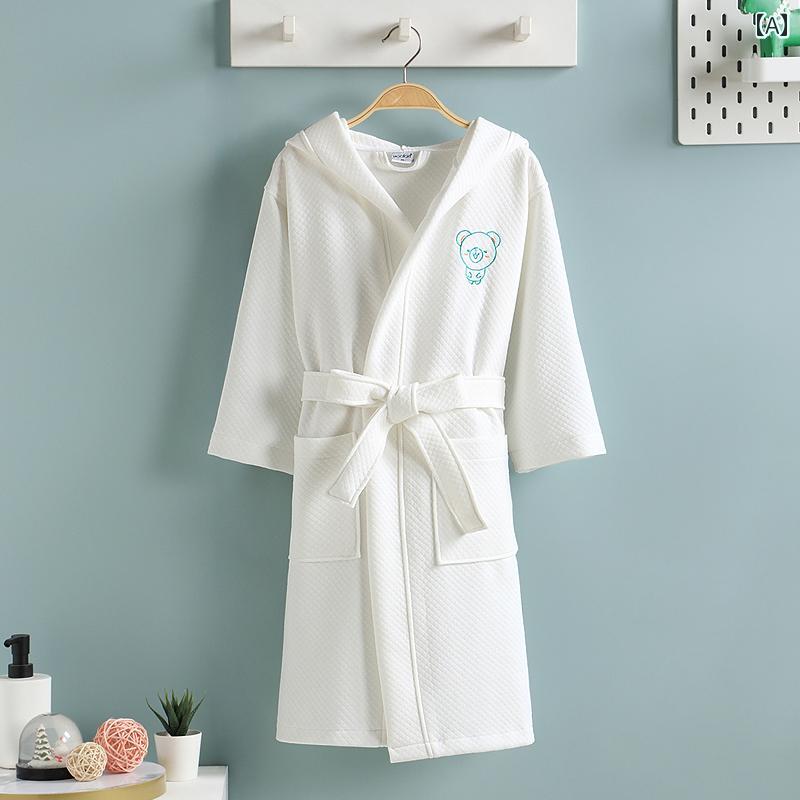 ガウン　パジャマ　レディース クラス Aの 子供用 バスローブ フード付き 男の子と 女の子 綿 吸水性 ..