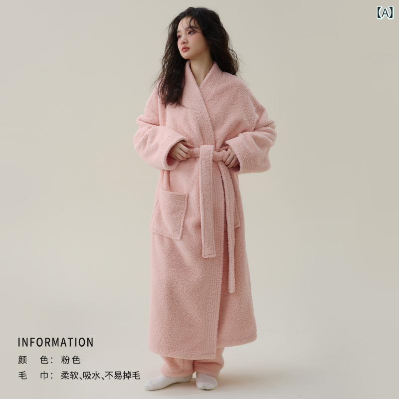 ガウン　バスローブ 秋冬 女性用 バスローブ 吸水性 速乾 非 綿 コットン オール シーズン 万能 カップ..