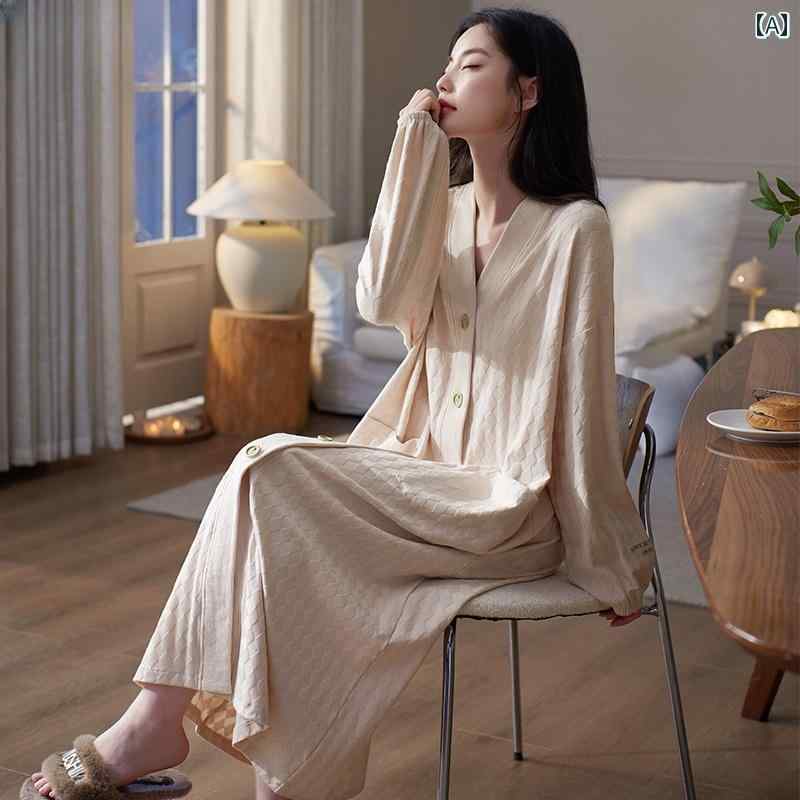 バスローブ　レディース ビクトリア ナイトドレス レディース 春秋 コットン パジャマ 長袖 2025年 カ..