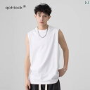 ノースリーブ タンクトップ メンズ 綿 ベスト メンズ 夏 ゆったり ラウンドネック バスケットボール Tシャツ スポーツ ウエスト コート ホワイト レイヤリ...