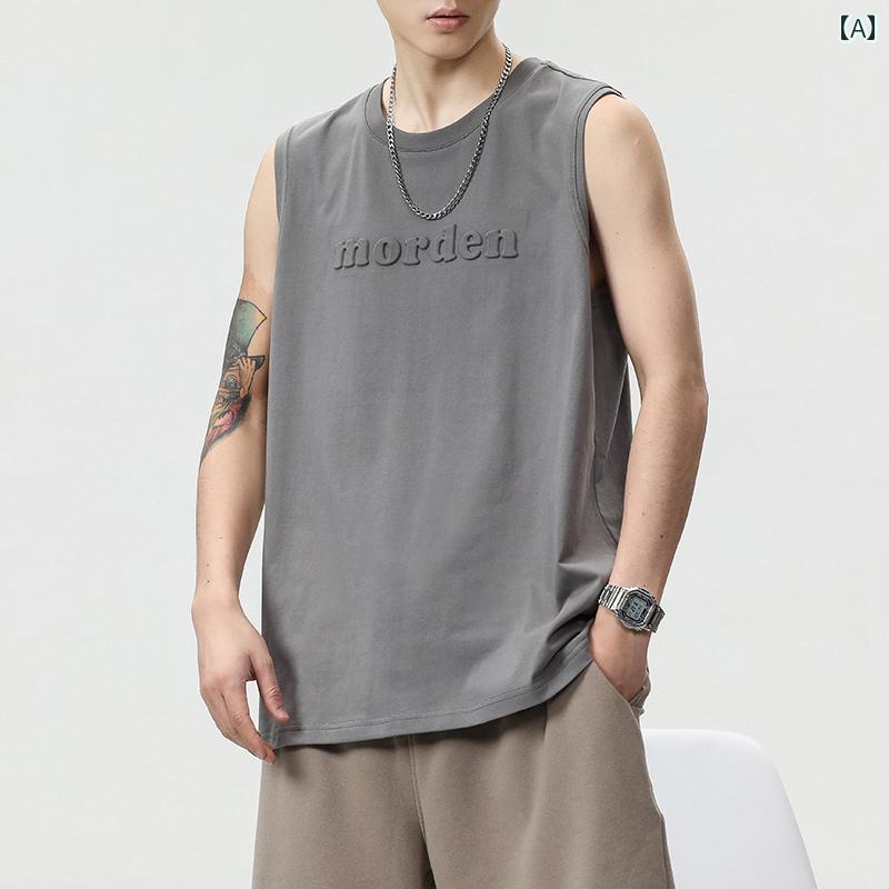 ノースリーブ タンクトップ メンズ 夏の メンズ ベスト アメリカンコットン スポーツ 通気性の ある フィットネス ウエスト コート アウターウェア 綿 ノー...