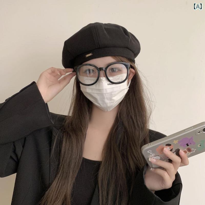 ベレー帽　レディース　かわいい 女性用 ブラック ベレー 帽 2025夏小 顔 大きめ 頭囲 春秋 八角形 帽..