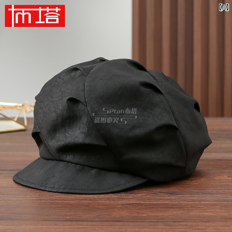 ベレー帽　レディース　かわいい 豚の 香りの 雲 ガーゼの 帽子の レディース 重い 桑 絹の 黒 亀の 古..