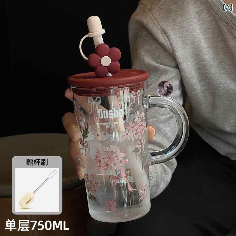 コップ　ウォーターカップ ミス オクトパスの カップ 二 重層 ガラス ストロー ウォーターカップ 女の..