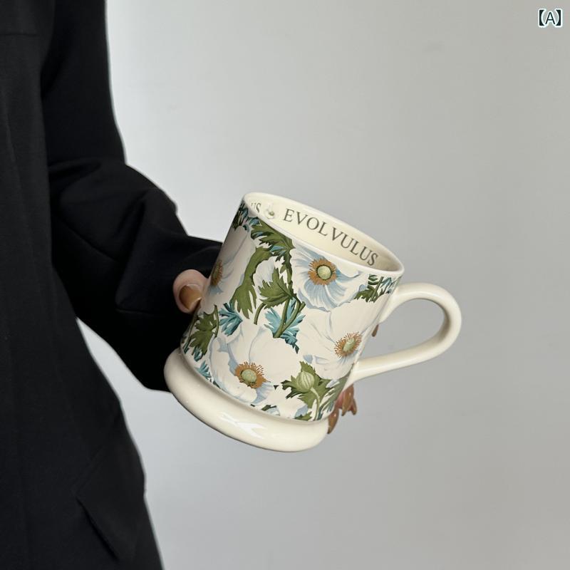 コップ　ウォーターカップ フランスの レトロ 油絵の 陶器の マグカップの ホーム オフィスの 飲料 水 ..