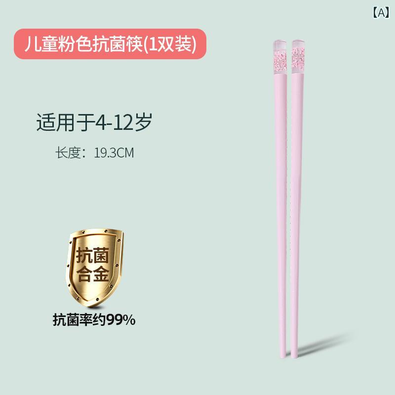 箸　子供用　食器 竹 職人の 家族 永遠の 花 子供 合金 箸 家庭用 高級 抗菌 防 カビ 高温 耐性 速い な
