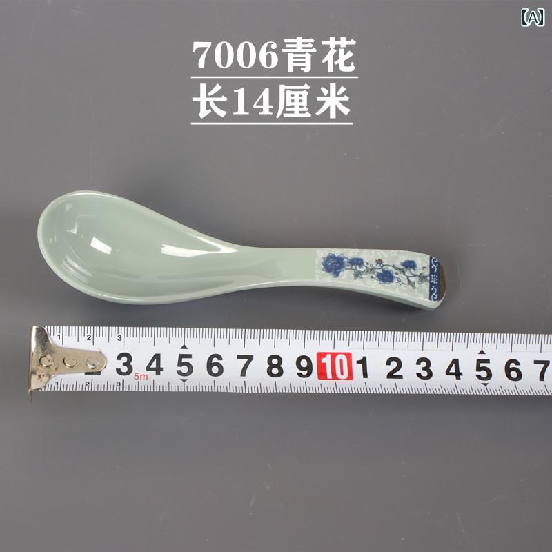 スプーン 食器 A 5 メラミン スープ スプーン プラスチック 青と 白の フェイク 磁器 ロング ハンドル ラーメン ショート 業務用 食器