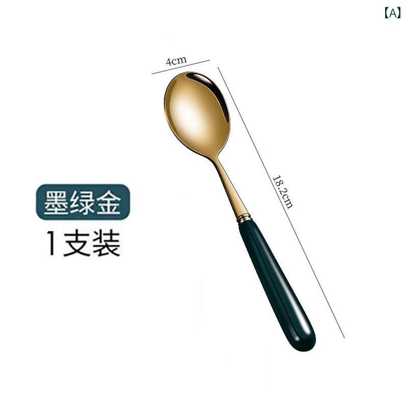 スプーン　食器 ステンレス スチールの 厚手 洋食 スプーン 家庭用の 飲用 スープ デザート ライス メイン フォーク