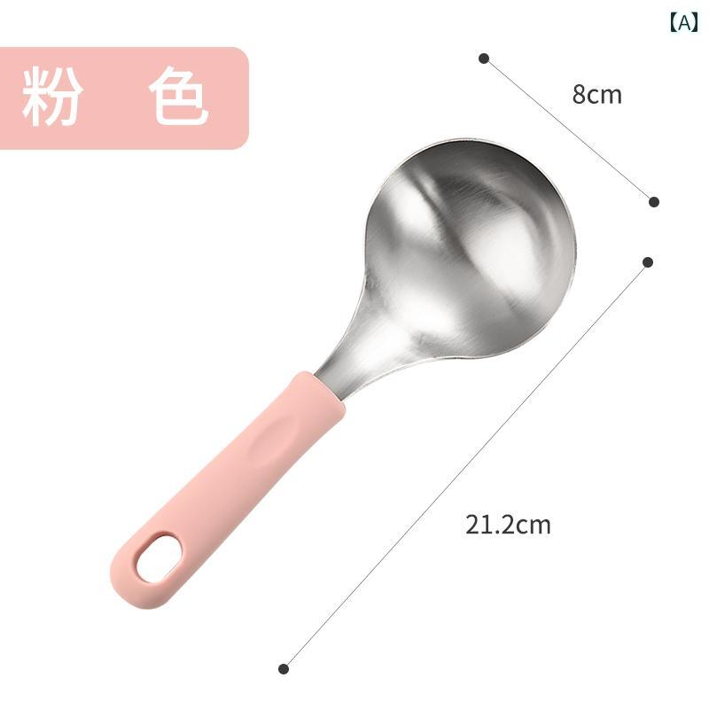 スプーン 食器 韓国 食品 グレードの ステンレス スチール製 スープ スプーン シリコン ハンドル 家庭用 大型 ライス 鍋用 お 粥用