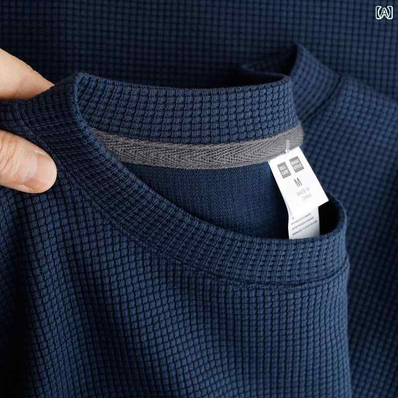 Tシャツ　メンズ　セットアップ 260 g ヘビー ワッフル 長袖 Tシャツ メンズ 2025 春秋 ゆったり カジュアル レイヤリング シャツ メンズトップス