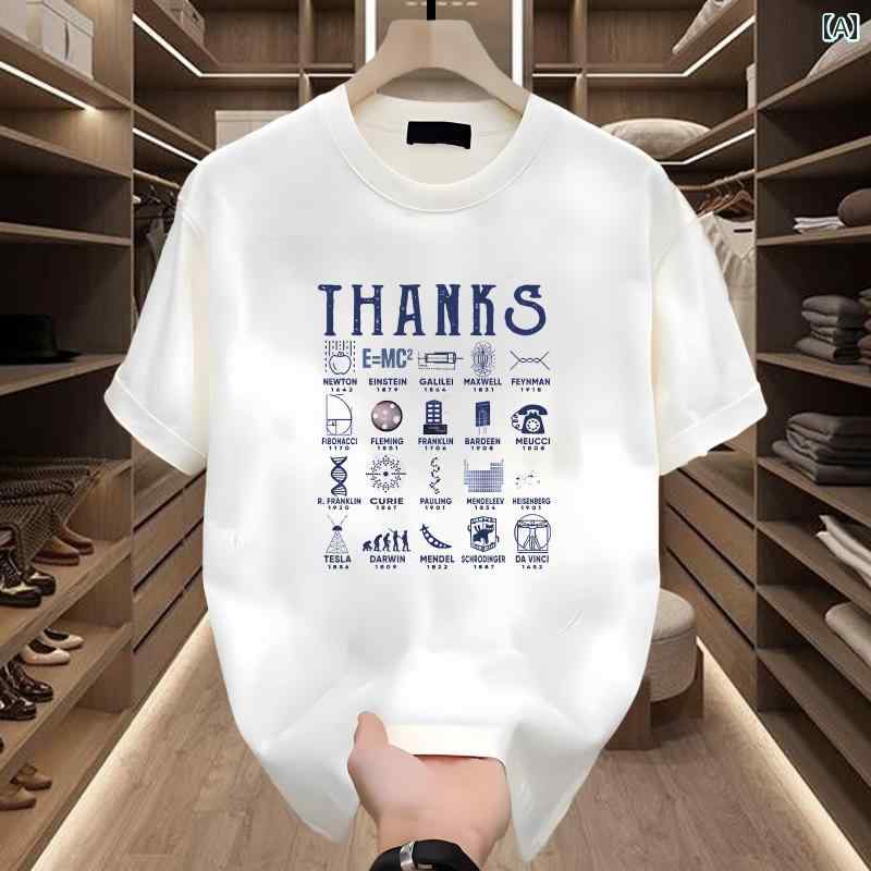 Tシャツ　メンズ　セットアップ THANKS 物理学 イベント 学生 科学 研究 成果 プリント Tシャツ 男女兼用 夏 250 g 厚手