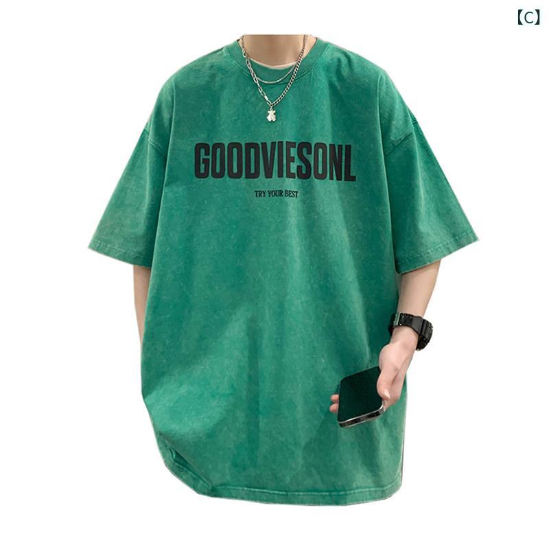 Tシャツ　メンズ　セットアップ ウォッシュ 加工と ダメージ 加工を 施した ラウンドネックの カジュアル 半袖 メンズ サマー Tシャツ。 ジーンズと 合わせた 春夏の メンズスーツ。 miyashop-01-11315124 みやショップ楽天市場店 サンプル画像3