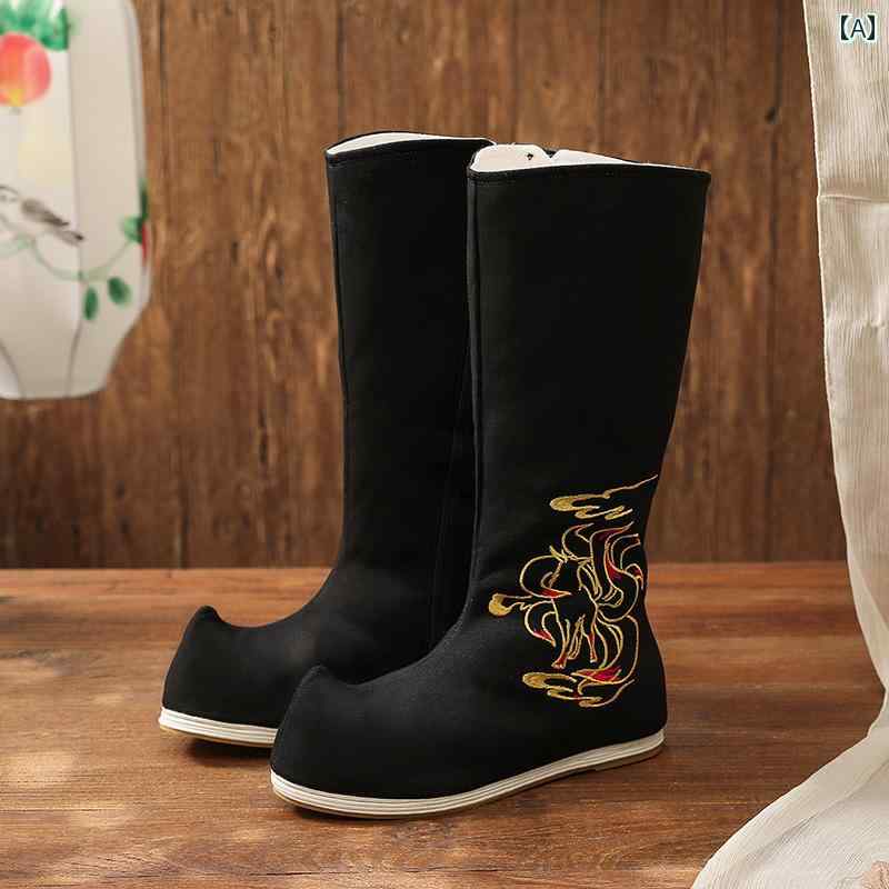 ハイカット シューズ メンズ ソープ ブーツ メンズ 秋 コットンキャンバス 漢服 原 曲と 明朝の レディース 靴 レトロ 衣装の 袖を 高める