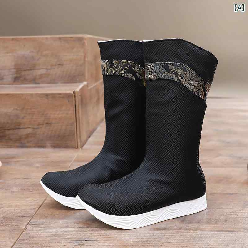 ハイカット シューズ メンズ 漢服の 靴 メンズ レトロ 衣装の 石鹸の ブーツ ロング 騎士の 飛魚の 唐と 宋の 明の
