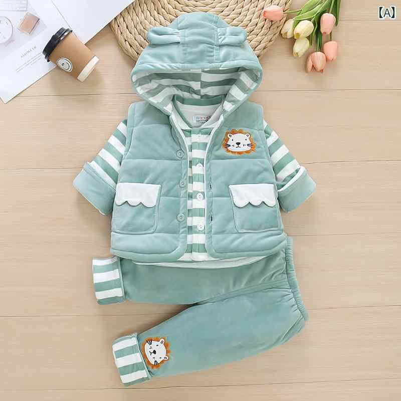 ベビー服　春秋 男の子と 女の子 赤ちゃんの 春秋冬 綿の スーツ 新生児の アウトドア ウェア 冬服 幼児 服 厚手 スリーピーススーツ