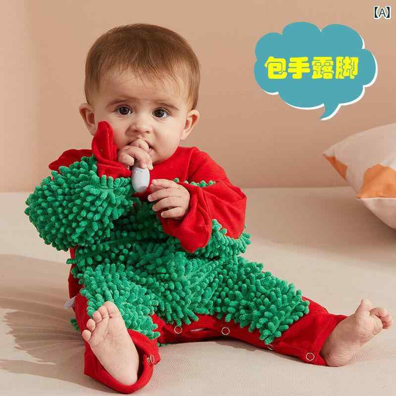 ベビー服　春秋 1歳の 赤ちゃんの ハイハイ 服 モップ 掛け 膝 当て 寒さや 汚れ 防止 カバーオール