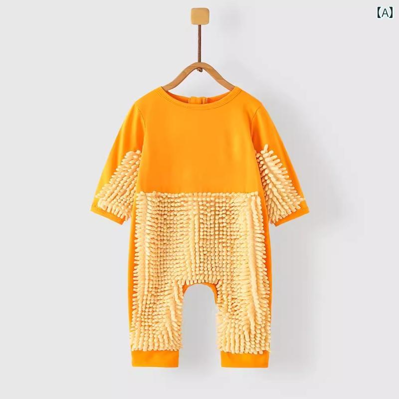 ベビー服　春秋 フランスの reibbie ベビー 汚れ 防止 ジャンプスーツ モップ ハイハイ用 衣類 オーバ..