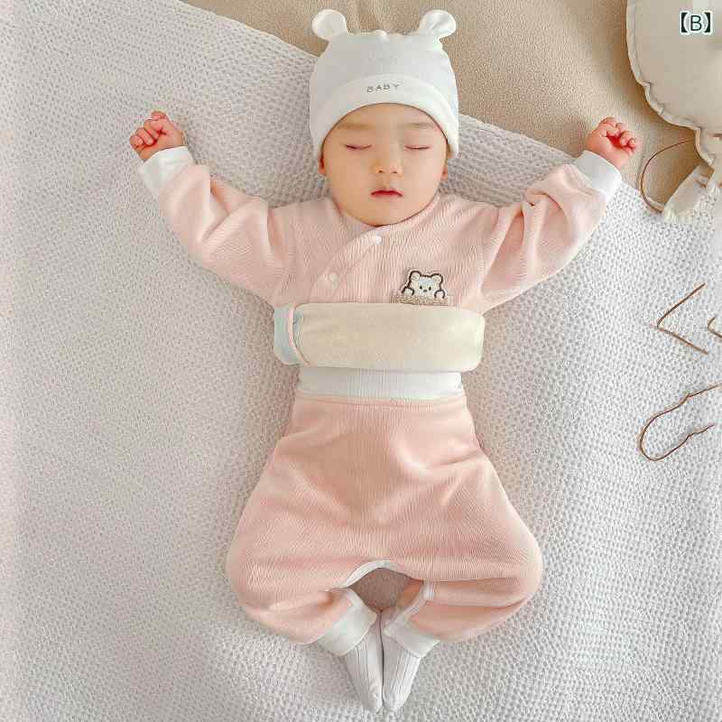 ベビー服　春秋 赤ちゃんの 下着の 秋服と 秋 パンツ スーツ 秋冬 裏起毛 厚手 暖かい 服 ボトム 下着 パジャマ