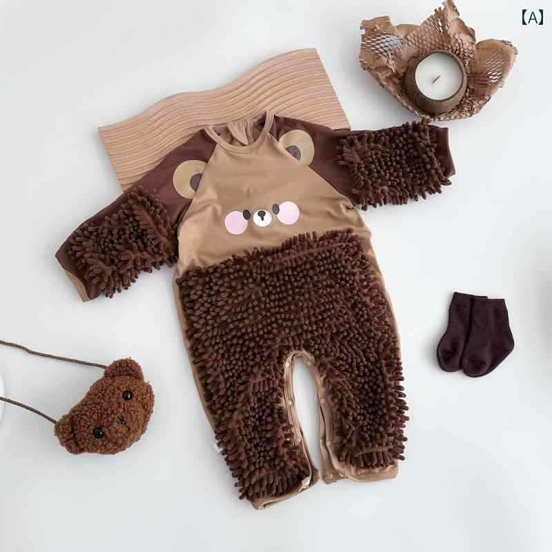 ベビー服　春秋 赤ちゃん用 かわいい ハイハイ 服 ひんやり 防止 膝 パッド 幼児用 モップ 掛け 汚れ ..