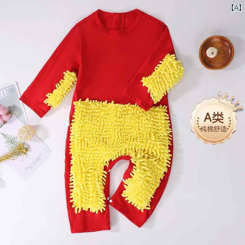 ベビー服　春秋 赤ちゃんの ハイハイ 服 モップ 掛け 春夏 秋冬に 床を 拭いて 汚れを 防ぐ ワンピース