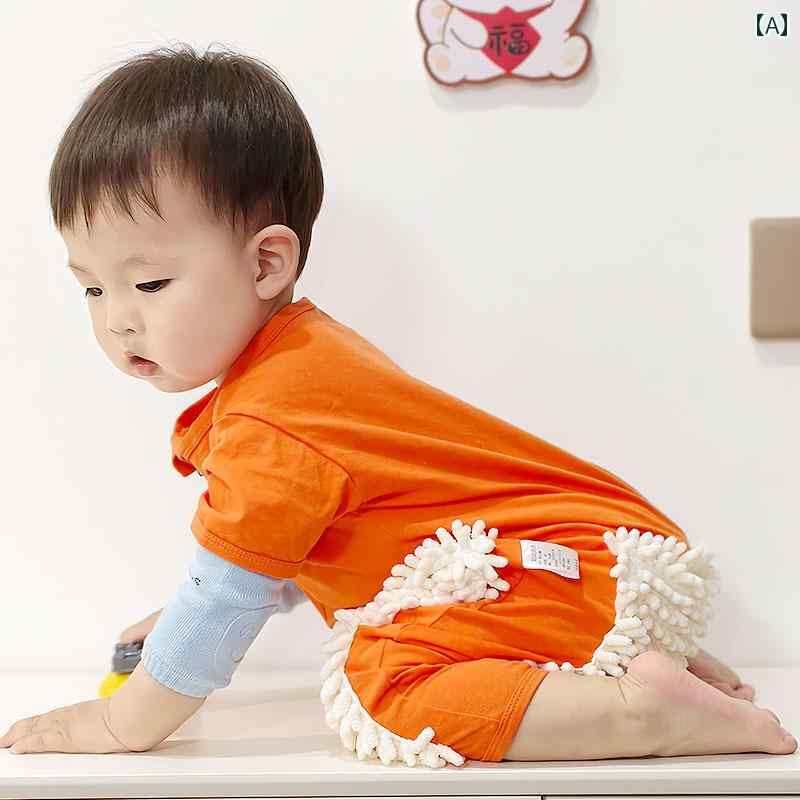 ベビー服　春秋 ベビー ハイハイ 服 モップ 掛け ワンピース ロンパース 汚れ 防止 カバーオール 春秋 夏