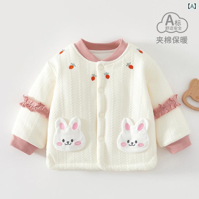 ベビー服 春秋 ベビー コットン 冬 コート カーディガン 女の子 服 インナーウェア 暖かい 厚手 早春 キルティングジャケット
