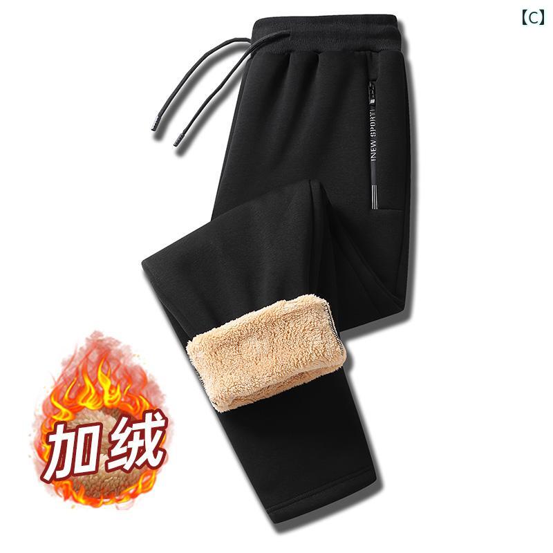 メンズ ズボン 厚手 厚手 ラムスキン パンツ メンズ 冬 裏起毛 極厚 コットンパンツ 秋冬 スポーツ スウェットパンツ メンズカジュアル
