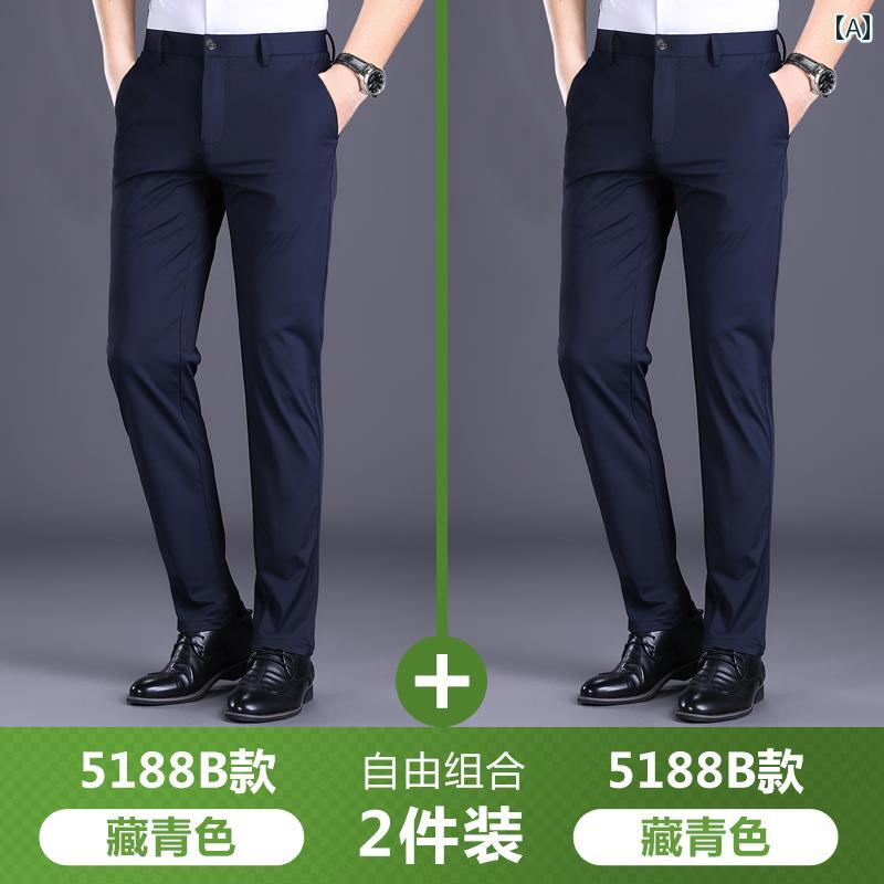 メンズ ズボン 厚手 ツーピース セット ロモン メンズカジュアル パンツ 2025 ストレート スリム 春夏 冷感 ドレープ スーツ
