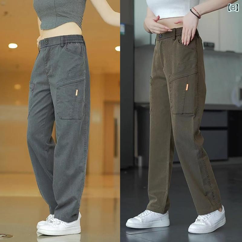 メンズ ズボン 厚手 オーバー オール メンズ ストレート ワイド レッグ ゴム ウエスト パンツ 春と 夏 大きいサイズ カジュアル 耐摩耗 ワークパンツ