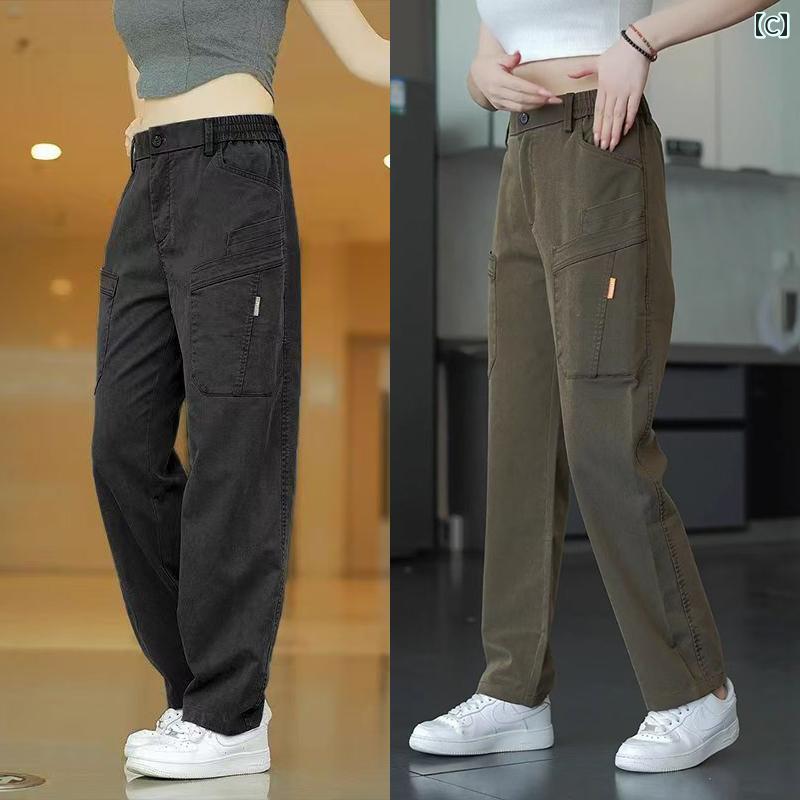 メンズ ズボン 厚手 オーバー オール メンズ ストレート ワイド レッグ ゴム ウエスト パンツ 春と 夏 大きいサイズ カジュアル 耐摩耗 ワークパンツ