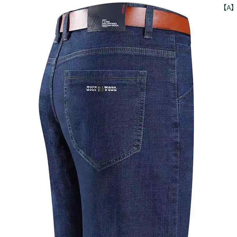 メンズ ズボン 厚手 ウッドペッカー メンズジーンズ 春秋 厚手 カジュアル ストレッチストレートパンツ 綿 中年 ゆったり ロング パンツお父さん