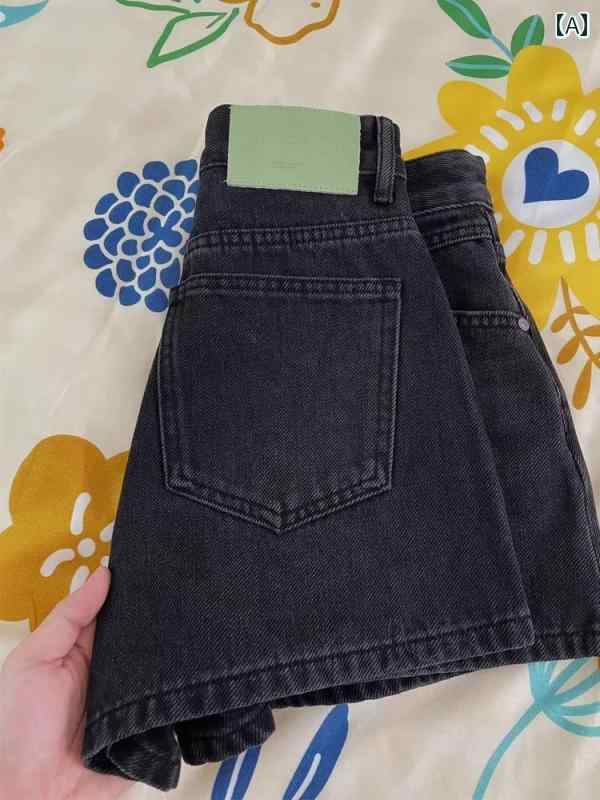 デニム　ショートパンツ　メンズ 夏用の レディース 洋 ナシ型 ハイウエスト スプリット デニムショートパンツ 大きいサイズ 太め mm 小さめ 伸縮性 スリミング aライン ホット パンツ