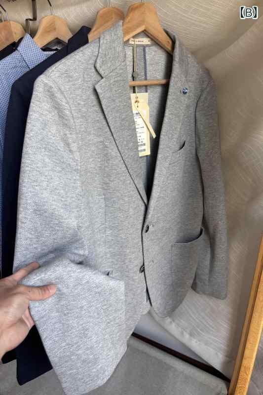 スーツ　セットアップ　ブルー シリーズ大 連 産 春の シンプルで 万能な ニット カジュアル メンズ スモール スーツ ジャケット