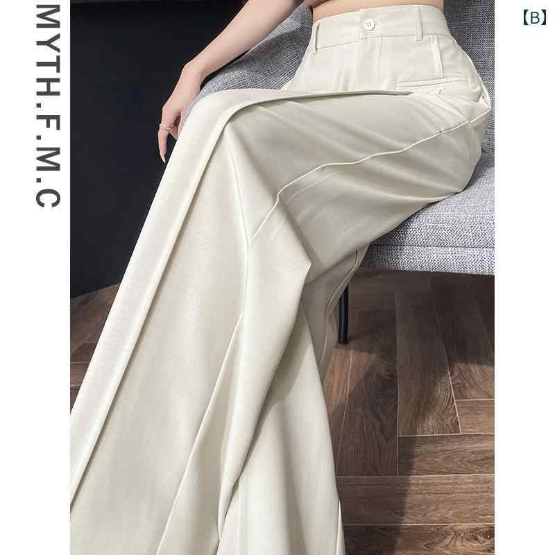 スーツ　セットアップ　ブルー ブルーの 高級 スーツ パンツ レディース 春夏 2025 ハイウエスト ストレート ワイド レッグ ドレープ