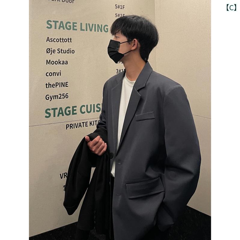 スーツ　セットアップ　ブルー ストレート ショルダー クリーン フィット アボカド グリーン ショルダーパッド スーツ ジャケット メンズ ハイエンド 男性