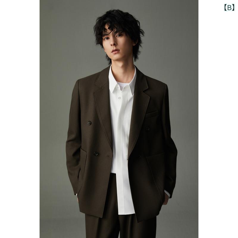 スーツ　セットアップ　ブルー 【 収納】 高級 ツイル カジュアル スーツ メンズ ゆったり 2025 春 通勤 ジャケット