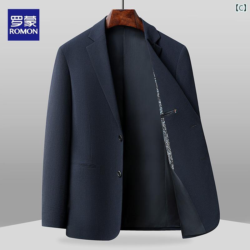 スーツ　セットアップ　ブルー ロモン スーツ 春夏 薄手 ニット しわ 防止 2025 新型ノー アイロン チェック 柄 ビジネス カジュアルノー ジャケット