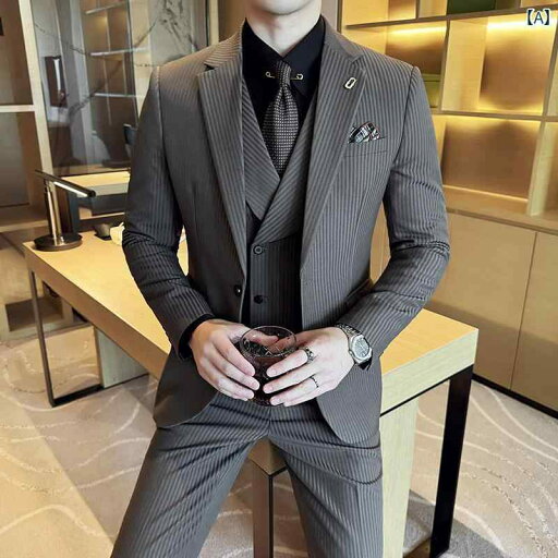 スーツ セットアップ ブルー 通勤 シンプル ビジネス スーツ 新郎 結婚式 韓国 スリム 高級 カジュアル ストライプスーツ 男性 スーツ セットアップ ブルー 通勤 シンプル ビジネス スーツ 新郎 結婚式 韓国 スリム 高級 カジュアル ストライプスーツ 男性