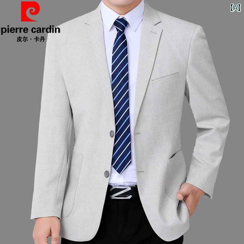 スーツ　セットアップ　ブルー 2024 春秋 スーツ メンズ ライト カラー 薄型 ビジネス シングル 中年 カジュアル ジャケット