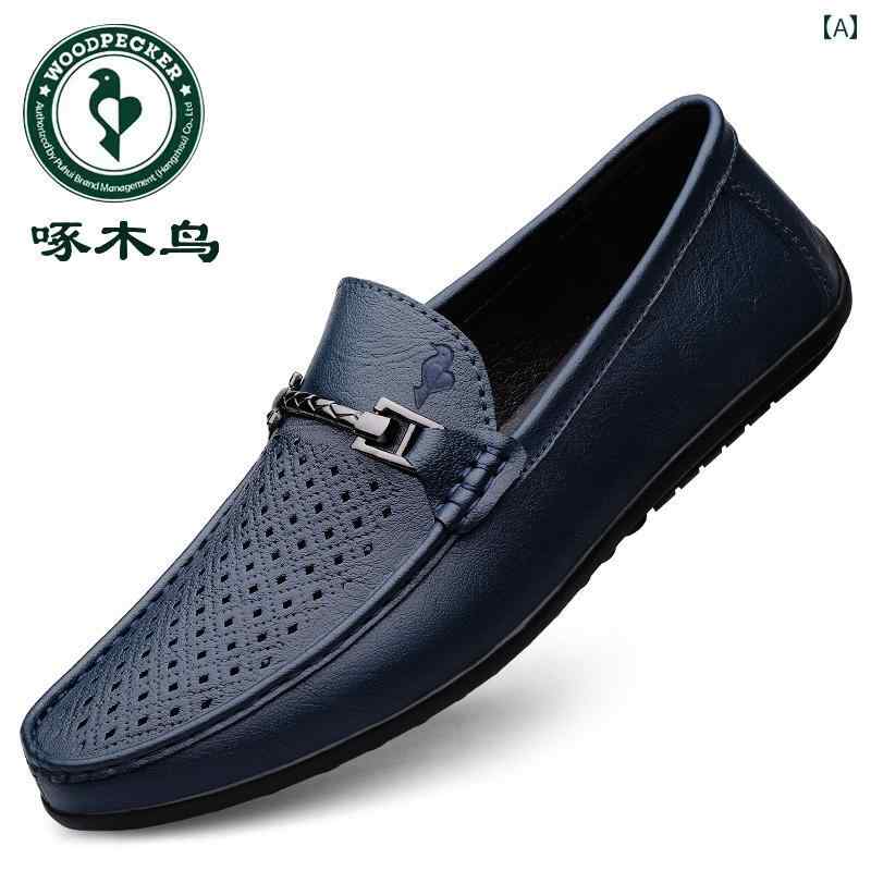 ビジネスシューズ　革靴　メンズ ウッドペッカー 通気性 メンズシューズ 2025 夏 穴あき ヒキガエル シ..