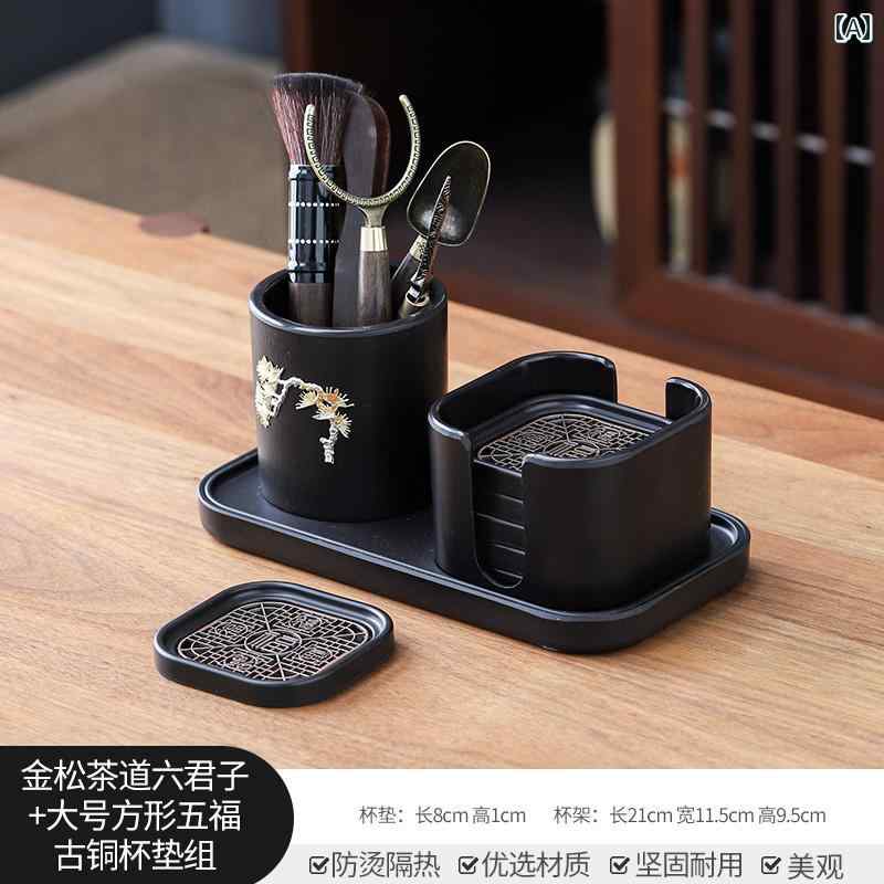 ティーセット　茶道具　茶器 茶道 6 紳士 セット 茶器 アクセサリー レトロ 高級 茶 コースター プーア..